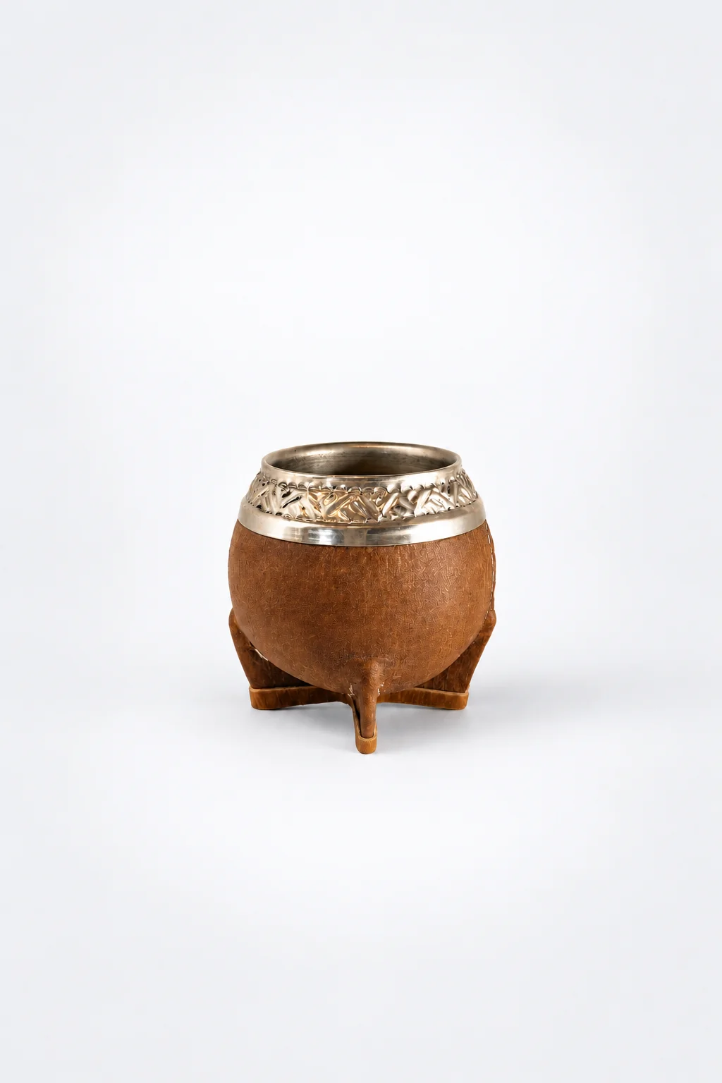 Foto de Mate Torpedo Cuero Crudo Alpaca Cincelada