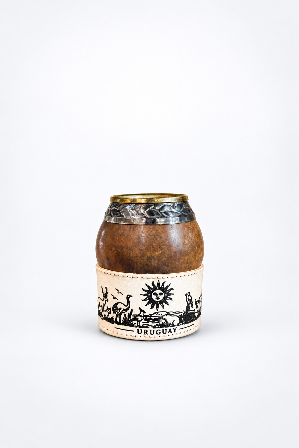 Foto de Mate Criollo Virola Alpaca y Bronce Vaqueta Personalizada Uruguay